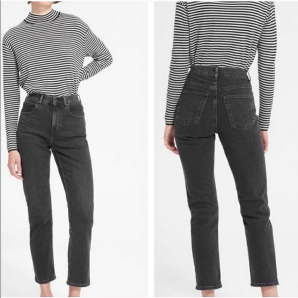 Everlane Denim - Everlane Washed Black High Waist Straight Jeans